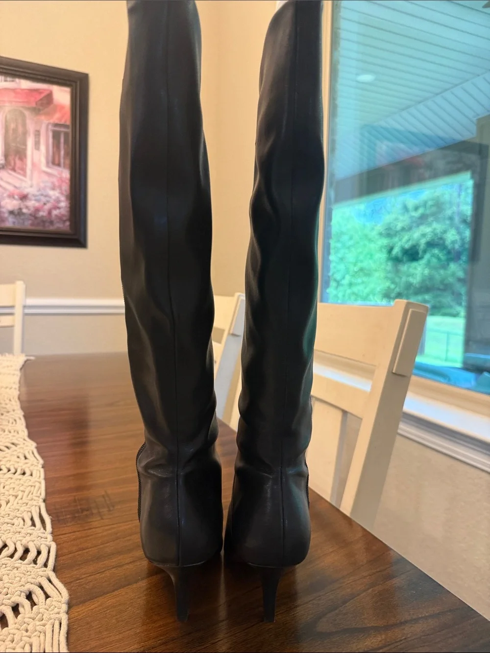 Franco Sarto Black Over-the-Knee Pointed-Toe Boots